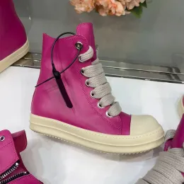 Skor Dekherw stövlar jumbo snör upp huvudlinjen tjock sula rosa ro lyxdesigner sneakers läder män kvinnor ankel hög topp casual skor