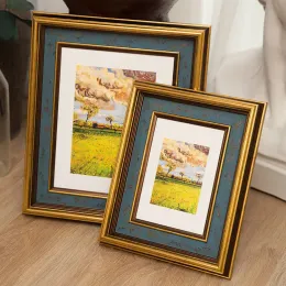 Frame Small Picture Frame Hanging Wall 5/6/7/8/10/12inch Retro Gold Border Picture Frame Set Handmade Original Photo Frame Gifts
