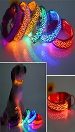 Solid Color Nylon Band Dog Pet LED blinkande krage nattljus upp LED -halsband Justerbar S M L XL Olika färger B4993963139