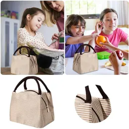 Stoviglie Stoffa Pellicola di alluminio Borsa da picnic Scatola da pranzo a righe Bento Factory Khaki Cassetto Organizzatore con