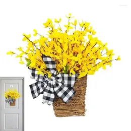 Dekorativa blommor Faux Spring Flower Baskets Door Daisy Hanger Decoration For Home Porch Farmhouse Decor inomhus utomhusfönster