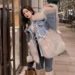 Gaoding Haining Fur Coat 가을과 겨울 New Fox 헤어 디자인 감각 중장기 가벼운 고급 유명인 카우보이