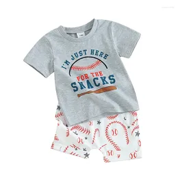 Kläderuppsättningar Wankitoi Toddler Baby Boy Baseball Outfit Kort ärm Brev T-shirt T-shirt tee tops jogger shorts 2st sommarkläder