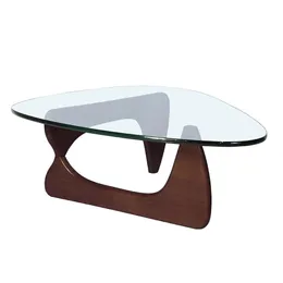 Мебель для гостиной 19 мм темно -ореховой столик для кофейного стола Треугольник Стекло из твердотворенного дерева.