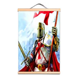 Cavalieri Templari Immagini di arte della parete Le Crociate Bandiera Vintage Home Decor Banner Cristo Guerriero Poster e stampe su tela Pittura CD34