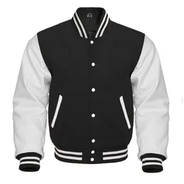 Jaqueta de beisebol Varsity Letterman corpo de lã e mangas de couro de vaca 17 opções de cores