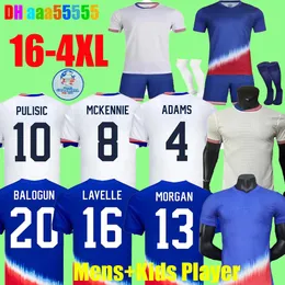 Klub USA Pełne zestawy koszulki piłkarskie 2024 2025 Copa America USWnt USMnt 24/25 Lalas Football Shirts Men Player Wersja Pulisic Morgan Balogun Plus McKennie Smith 3xl 4xl