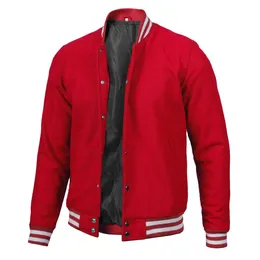 DECRUM WOOL VARSITY JACKE MEN MED LÄDER SLEEVE - High School Baseball Bomber Style Letterman Jackor