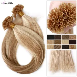 Extensões de cabelo snoilite u ponta para volume 16 ''24'' 1 g/s 50g cabelo humano reto queratina cápsulas pré-ligadas fusão prego