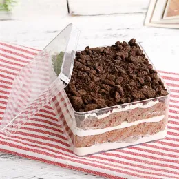 Accessori scatola torta cupcakemini tazze di tazze trasparenti dessert da forno aroon che trasporta il vettore mousse per antipasto