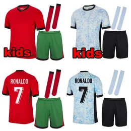 2024 Kids Football Kits Portugals Soccer Courseys Ronaldo Joao Felix Fernandes National Element Cootbant Kit