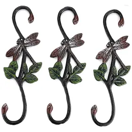 Set di 3 ganci per libellula in ghisa resistente, set di 3 ganci per piante da cucina, staffa decorativa a forma di grucce per piante in metallo da 11 pollici