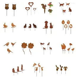 Garden Decorations Metal Rusted Animals Stakes Art Crafts Statues Backyard Lawn Yard Sidewalks Outdoor