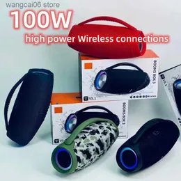 Portabla högtalare 100W Högeffekt Bluetooth-högtalare RGB Color Light Wireless Subwoofer 360 Stereo Surround TWS FM Portable Waterproof Speaker T240323