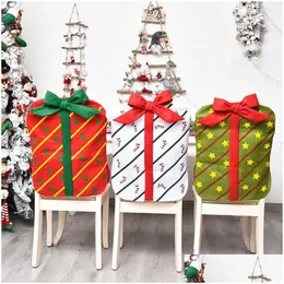 Chair Covers Ers Cartoon Seat Er Creative Christmas Bowknot Gift Bag Backrest Year Gifts Table Ornament For Engagement Drop Delivery H Dhnn9