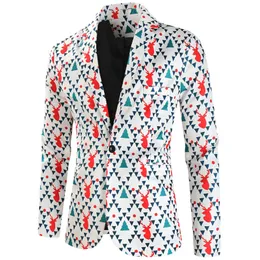 Fashion Print Suit Jacket Mens Christmas Coat Red Green Funny Costume Homme Men Blazer Plus Size Jackets för fest 240309