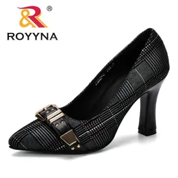 Royyna Women Pumps Spring Autumn Plus Size 34-43 Modna elegancka spiczaste palce urzędu damskie wysokie obcasy Woman Woman Buty 240307