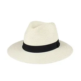 Berets -Summer unisex wstążka słoneczna hat swobodne wakacje Panama Topper Słomka Women Beach Jazz Men Hats Składane