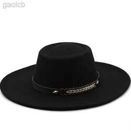 Chapéus de aba larga Chapéus de balde Fedora Chapéu feminino novo 9,5 cm vestido de aba larga chapéu masculino chapéu de feltro Panamá Igreja casamento clássico banda chapéu masculino sombreros de mujer 24323