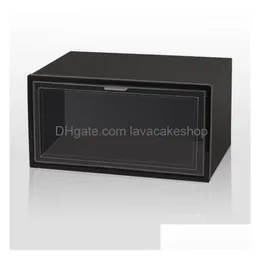 Gavetas de armazenamento plástico transparente sapato rack dobrável empilhável ders display sobreposto combinação sapatos recipientes caixas de armário dhftj