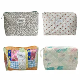 korean Makeup Brush Storage Case Large Capacity Cott Baby Diaper Bag Floral Prints Cute Design for Travel Home Clutch Handbag 15cv#