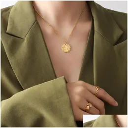 Naszyjniki wiszące 18 -karatowe złoto lwowe naszyjnik moda biżuteria ze stali nierdzewnej dla kobiet dziewczyna upuszcza wisiorki Dhmvk