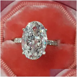 Anello solitario Squisito brillante Principessa 925 Sterling Sier Gemma naturale Taglio Oca Uovo Bianco Zaffiro Diamante Gioielli Regalo Taglia 5-11 Dhi4E