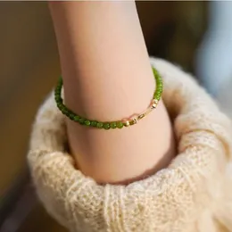 Recommended Jewelry Natural Mini Green Chalcedony Bracelet with Small Beads Light Luxury Fresh and Sweet Best Friend Bracelet for Women