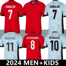 24 25 Jerseys de futebol de Portugusa Portugal Fernandes Ronaldo Cristiano Portugieser 2024 Copa da Copa da Euro Time de Kit de Crianças B.Fernandes Joao Felix Al Nassr