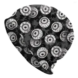 Berets Padrão de Olho Skullies Beanies Moda Chapéus Assustadores Eyeballs Preto e Branco Fino Bonnet Hipster Caps Homens Mulheres Earmuffs