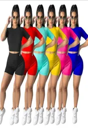 Verão feminino roupas esportivas 2 peça conjunto de treino shorts outfits sexy cor sólida colete shorts roupas esportivas magrot camisa calças curtas jog6144884