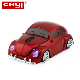 الفئران chyi اللاسلكية ميني سيارات شكل كمبيوتر الماوس البصري USB Auto PC Mause 3D VW Beetle Car Maus 2.4Ghz 1600 DPI LED الفئران للكمبيوتر المحمول