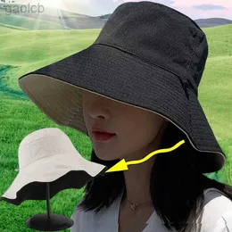 Szerokie brzegowe czapki wiadra kapelusze damskie dwustronne składane wiadra Summer Hat Hat Visor Fisherman Hat UV Odporne na szeroką grzbiet słoneczny hat hat 24323
