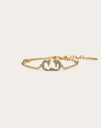 Дизайнерские ювелирные изделия, позолоченный 18-каратным золотом VLogo Signature, браслет из металла и имитации хрусталя, полный бриллиант, элегантный брендовый роскошный браслет, подарочная коробка для девочек leve+
