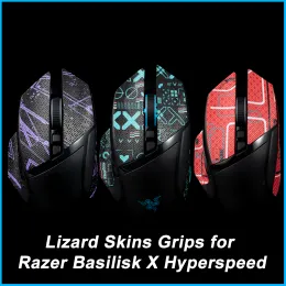 Almofadas Mouse Grip Fita Skate Artesanal Adesivo Antiderrapante Pele de Lagarto Chupar Suor para Razer Basilisk X Hyperspeed Wireless Ultimate V2