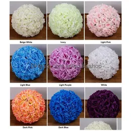 Decorative Flowers Wreaths Party 15/17/20Cm Silk Pomander Kissing Ball Flower Balls Decorate Artificial For S Garden Market Decoration Dh1Wr