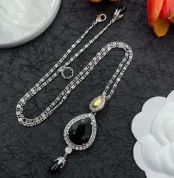 Винтажные ожерелья с подвеской в форме капли из черного драгоценного камня, известные дизайнеры, античная серебряная цепочка, ожерелье для мужчин, женщин, любителей, подарки, ювелирные изделия высокого качества