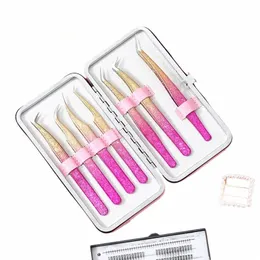 eyel Tweezers Kit Stainl Steel Accurate 3D Volume Fan Eyebrow Tweezer N-magnetic L Extensi Accories Makeup Tools t8i9#