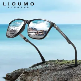 LIOUMO модные квадратные солнцезащитные очки мужские поляризационные Glasse на открытом воздухе для вождения UV400 зеркальные линзы с покрытием zonnebril heren 240314