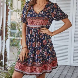 Abiti casual Moda scollo a V Abito sexy da donna Stile resort bohemien Donna elegante Dres Boho Vestito estivo Festa per le vacanze Streetwear