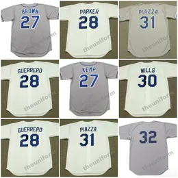 Men's 1960's-2006's Los Angeles KEVIN BROWN MATT KEMP PEDRO GUERRERO WES PARKER MAURY WILLS MIKE PIAZZA SANDY KOUFAX Throwback Baseball Jersey S-5XL