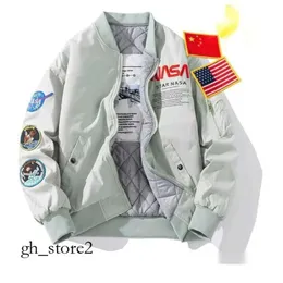 NASA Herbstflugjacke Mantel Schwarz Grün Bomber Ma1 Herrenjacken Stickerei Baseball mit Reißverschluss Arbeitskleidung, Kragen, Funktionell 283