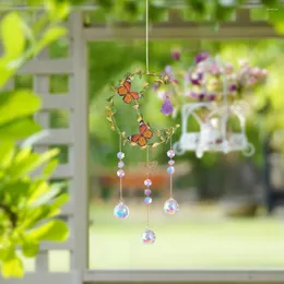 Garden Decorations Butterfly Hanging Drop Decor Wind Chime Rainbow Maker Pendant Crystal Window Ornament Home Decoration Summer Gift