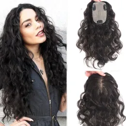 Toppers Parrucchino estivo Traspirante 24 pollici Lunghi capelli umani vergini Topper Base in seta siliconica Parrucchino da donna con 5 clip o PU Circa 110 grammi