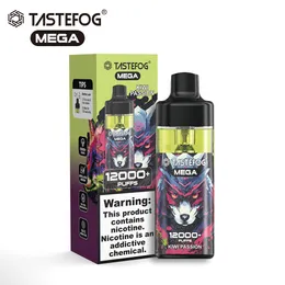 Il più caldo Tastefog Mega Vape usa e getta 12000 sbuffi con baccelli ricaricabili Serbatoio trasparente RGB