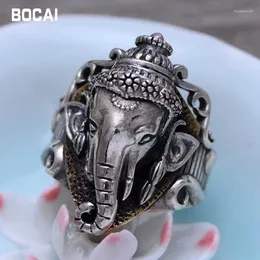 Cluster Rings 925 Sterling Silver Jewelry Retro Thai Elephant Fortune God Male Models Ring 056250