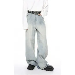 Neue maßgeschneiderte Jeanshose mit lockerer Passform, stilvolle Vintage-Jeans mit geradem Baggy-Jeans und weitem Bein, High-Street-Baggy-Jeans für Herren