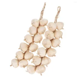 Decorative Flowers 2 Pcs Artificial Vegetable Garlic Ornament Halloween Decorations Hanging String