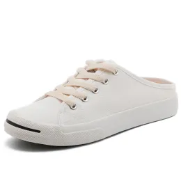 Scarpe 2023 primavera ed estate New Student Canvas Scarpe da donna Sneaker Sneakers aperti Sandali bianchi Sandali Semidrag traspirato