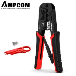 Boormachine AMPCOM Modular RJ45 RJ11 Crimp Tool med trådskärare och strippernätverkskabel Ethernet Crimper Cutter Stripper -tolk för 6p 8p